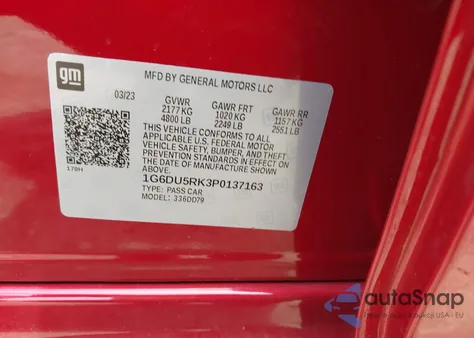 2023 Cadillac Ct5 Sport z USA, uszkodzony, nr VIN 1G6DU5RK3P0137163